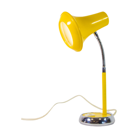 Postmodern Desk Lamp | Bright Yellow | Flexible Gooseneck Arm | Vintage 70'S