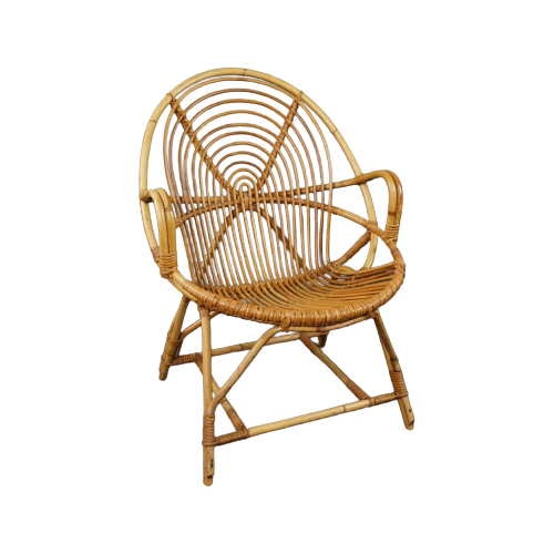 Prachtig Vormgegeven Rotan Fauteuil Met Armleuningen