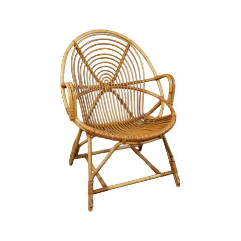 Prachtig Vormgegeven Rotan Fauteuil Met Armleuningen