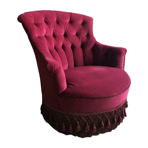 Prachtige Boudoir Fauteuil Met Franje Regency Vintage