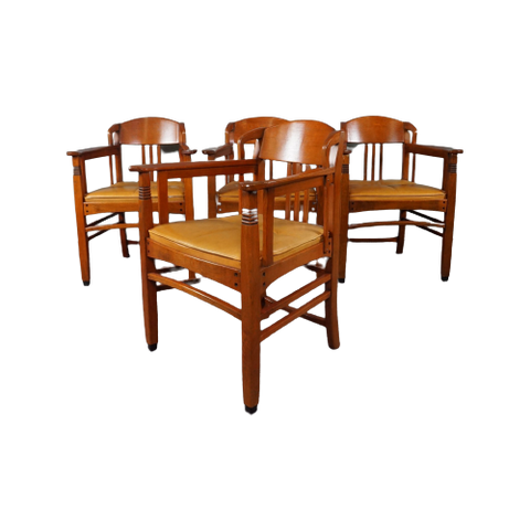 Prachtige Set Van 4 Schuitema Art Deco/Jugendstil Eetkamerstoelen