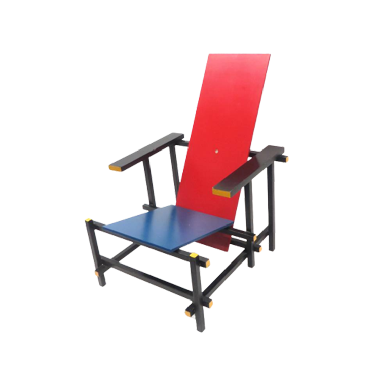 Professionele Retro Replica ‘Rietveldstoel’ Red And Blue Fauteuil Van Gerrit Rietveld