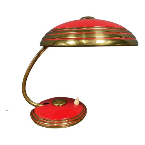 Rood Met Messing Helo Bureaulamp