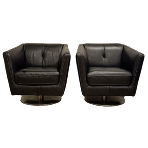 Set Natuzzi Editions Draaifauteuils Zwart Leer