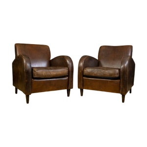 Set Of Art Deco Dutch Sheepskin Clubchairs