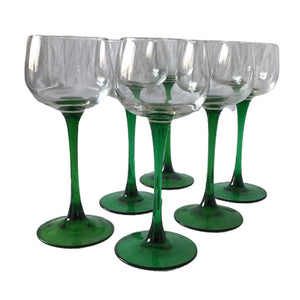 Set Van 6 Luminarc Wijnglazen Met Groene Steel