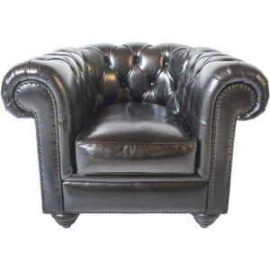 Stoere Zwarte Chesterfield Club Fauteuil