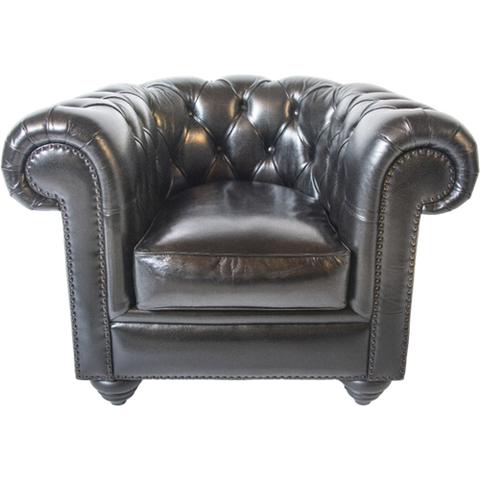 Stoere Zwarte Chesterfield Club Fauteuil