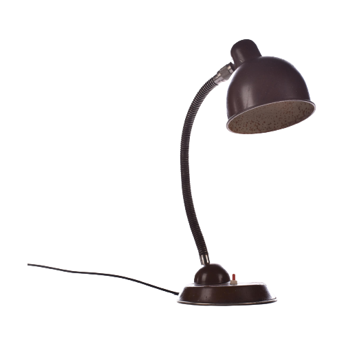 Unieke Art Deco Tafellamp In Bruin| Industriele Bureaulamp | Unieke Vintage Bureaulamp Bruine| Ou