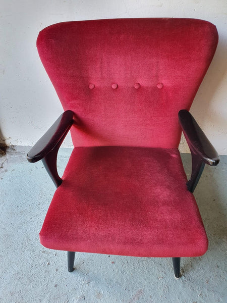 Velours Stoel Fauteuil Vintage Retro Jaren '60 Deens - RELIVING