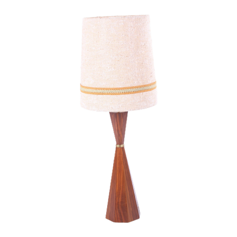 Vloerlamp Met Houten Voet En Orginelen Kap 60S