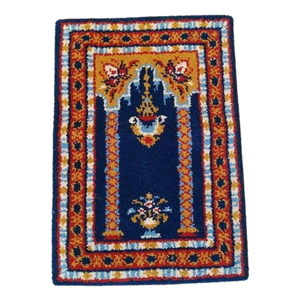 Wandkleed Wol Handgeknoopt Smyrna Blauw Rood Bruin 98/69