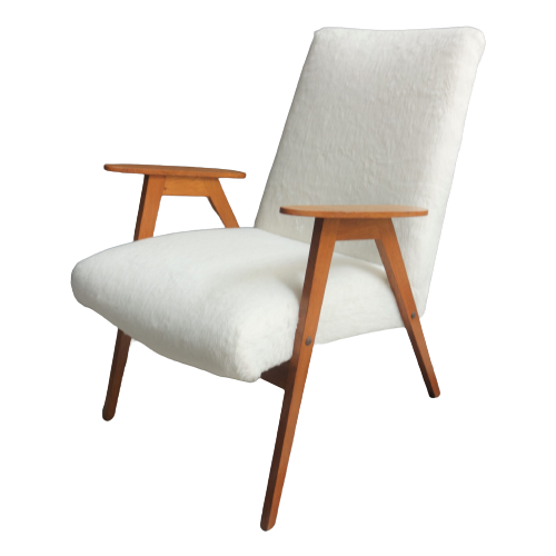 White Fluffy Arm Chair 1960S