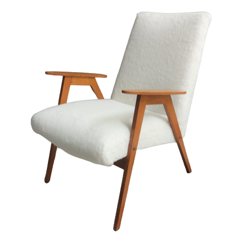 White Fluffy Arm Chair 1960S