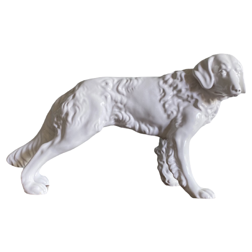 Witte Keramiek Hond (Lengte 50Cm)