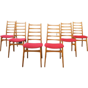 Zes Mid Century Eettafel Stoelen | Vintage - Set 6 Stoelen Prijs/Set